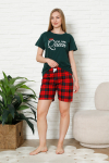Kadın Pijama Takımı - Ekose Altlı (Diz Üstü) - 12426