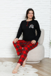 Kadın Pijama Takımı - Ekose Altlı- Eş Versiyonlu -12581