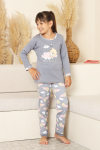 Kız Çocuk %100 Pamuk İnterlok Kumaş Pijama Takımı 11-15 Yaş 12448