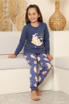 Kız Çocuk %100 Pamuk İnterlok Kumaş Pijama Takımı 6-15 Yaş 12421