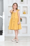 Kız Çocuk %100 Pamuk Keten Elbise 12197