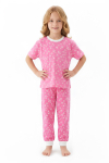 Kız Çocuk %100 Pamuk ve Baskılı Pijama Takımı 3-8 Yaş 12720IS