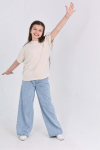 Kız Çocuk 2li Jean Takım (Pantolon+Bluz) 7-12 Yaş 12666
