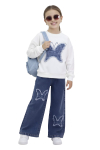 Kız Çocuk 2li Jean Takım (Pantolon+Sweatshirt) 5-10 Yaş 12472