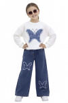 Kız Çocuk 2li Jean Takım (Pantolon+Sweatshirt) 5-10 Yaş 12472