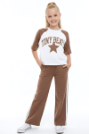 Kız Çocuk Alt-Üst Takım-Garni ve Biye Detaylı -Yazı Baskılı 4-12 Yaş 12549