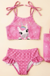 Kız Çocuk Çantalı 3lü Mayo Takımı (Çanta+Mayo+Bikini) 3-10 Yaş 12649N