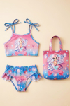 Kız Çocuk Çantalı 3lü Mayo Takımı (Çanta+Mayo+Bikini) 3-10 Yaş 12648N
