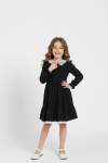 Kız Çocuk Elbise -Bürümcük Kumaş-Yaka ve Etek Uçları Nakış Detaylı 4-9 Yaş 12516