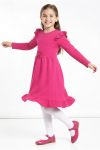 Kız Çocuk Elbise -Fırfır Omuzlu-Fiyonk Detaylı 2-10 Yaş 12531