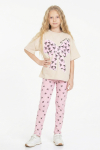 Kız Çocuk Fiyonk Baskılı-Taytlı Alt-Üst Takım 3-10 Yaş 12552