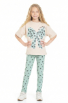 Kız Çocuk Fiyonk Baskılı-Taytlı Alt-Üst Takım 3-10 Yaş 12552