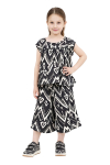 Kız Çocuk Geniş Kaprili ve Desen Detaylı Alt-Üst Takım 2-12 Yaş 12578HC