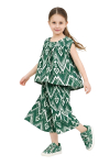 Kız Çocuk Geniş Kaprili ve Desen Detaylı Alt-Üst Takım 2-12 Yaş 12578HC