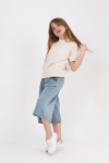 Kız Çocuk Jean Kaprili 2li Alt-Üst Takım 7-12 Yaş 12673SK