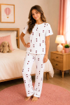 Kız Çocuk Pamuklu Milan Kumaş Pijama Takımı 8-16 Yaş 12699HC