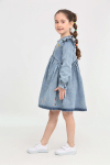 Kız Çocuk Papatya Nakışlı Omuz Fırfırlı Jean Elbise 12466