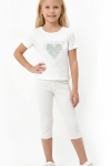 Kız Çocuk Taş İşlemeli Kalp Desenli Alt-Üst Takım 4-12 Yaş 12562