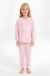 %100 Pamuk ve Baskılı Kız Çocuk Pijama Takımı 3-8 Yaş 12740IS