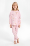 %100 Pamuk ve Baskılı Kız Çocuk Pijama Takımı 3-8 Yaş 12740IS