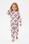 %100 Pamuk ve Baskılı Kız Çocuk Pijama Takımı 9-36 Ay 12741IS