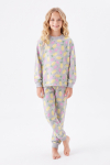 Kız Çocuk %100 Pamuk ve Baskılı Pijama Takımı 3-13 Yaş 12738IS