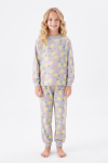 Kız Çocuk %100 Pamuk ve Baskılı Pijama Takımı 3-13 Yaş 12738IS