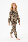 Kız Çocuk %100 Pamuk ve Rotasyon Desenli Pijama Takımı 3-8 Yaş 12743IS